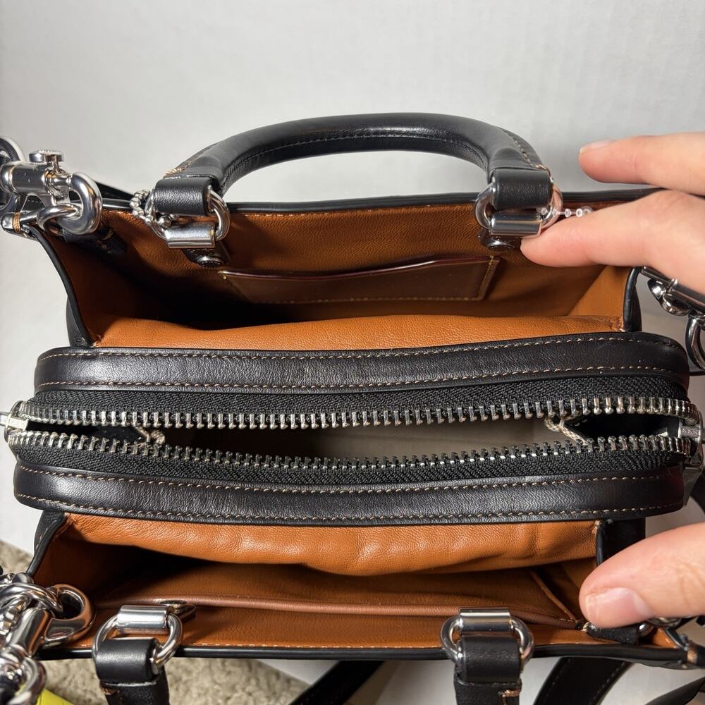Coach Rogue 20 Black Glovetanned Leather Satchel Top Handle W/ Tags & Dust Bag - Picture 11 of 14